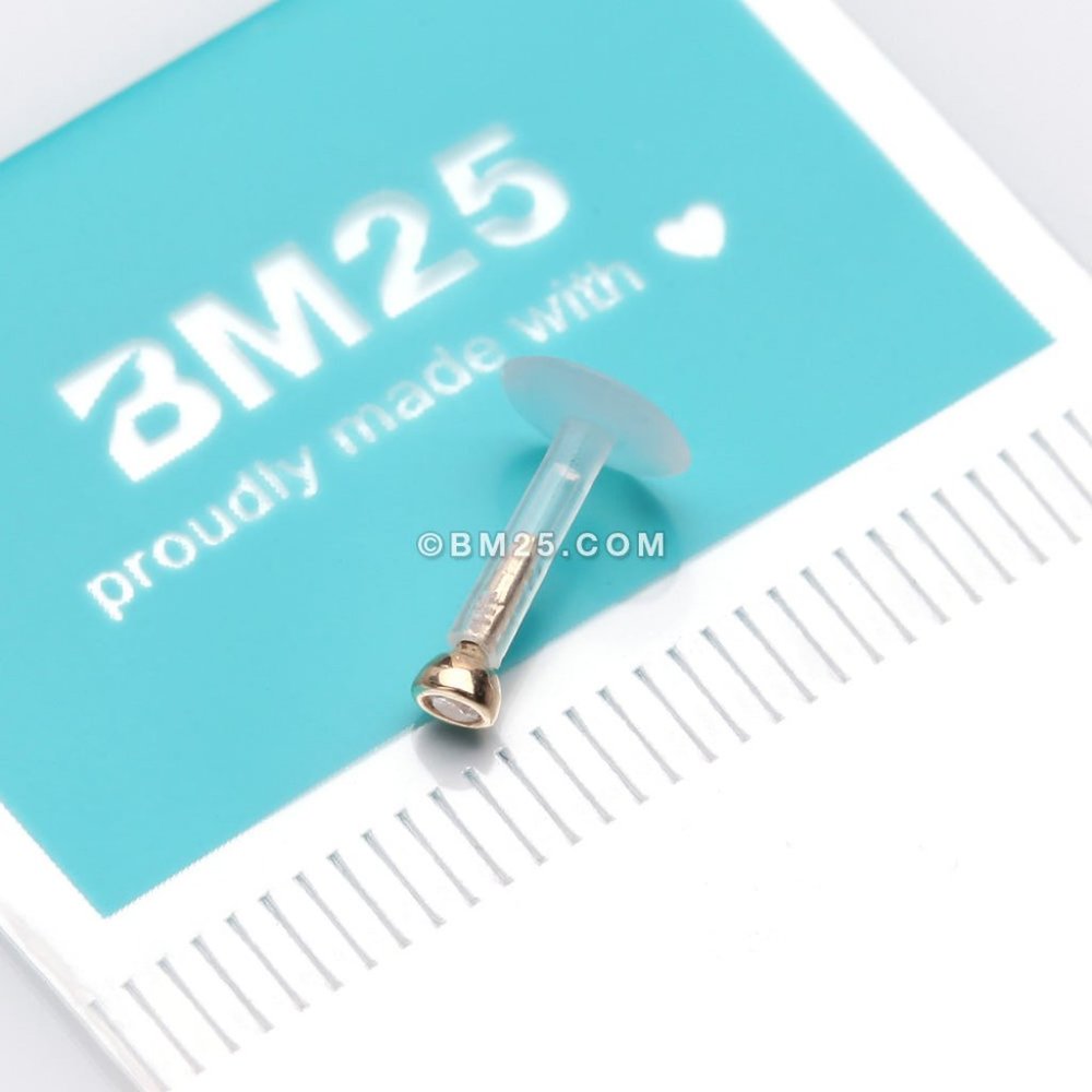 14 Karat Gold Push-In Gem Ball Top Bio-Flex Labret
